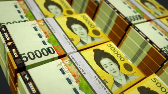 South Korea Won money banknotes pack seamless loop