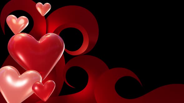Valentines Hearts Red 3D Alpha Version 01