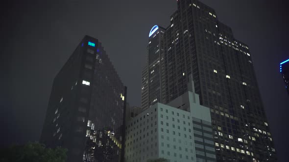 Dallas with skyscrapers at night