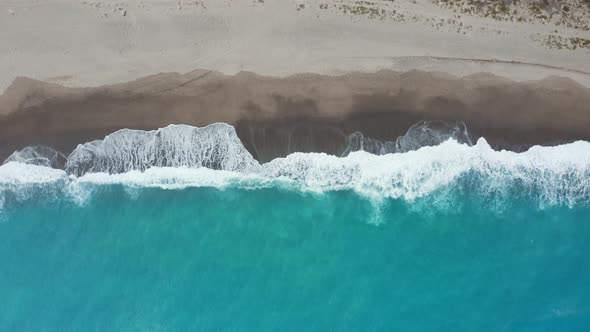 Vertical of Beach and Stormy Ocean