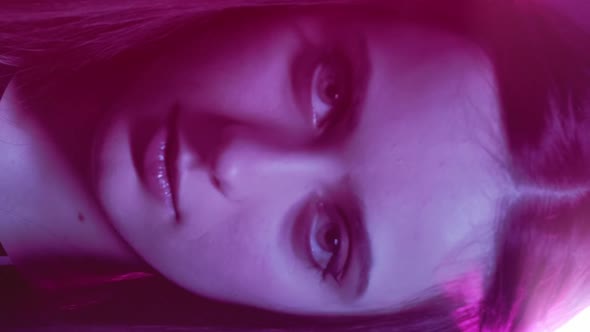 Neon Light Portrait Magic Woman Confident Vertical