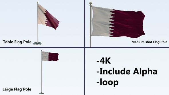 Qatar Flag Pole Pack 4k-Loop