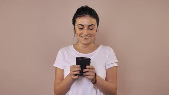 Cheerful Female Messaging  Video Prores