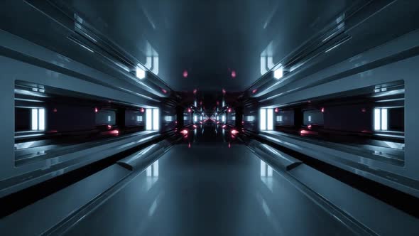 A 3D Illustration of  FHD 60FPS Dark Tunnel with Neon Lamps