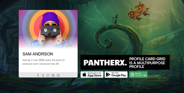 Pantherx - Profile card Grid is a Multipurpose Profile