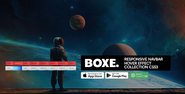 Boxe - Responsive Navbar Hover Effect CSS3 Collection