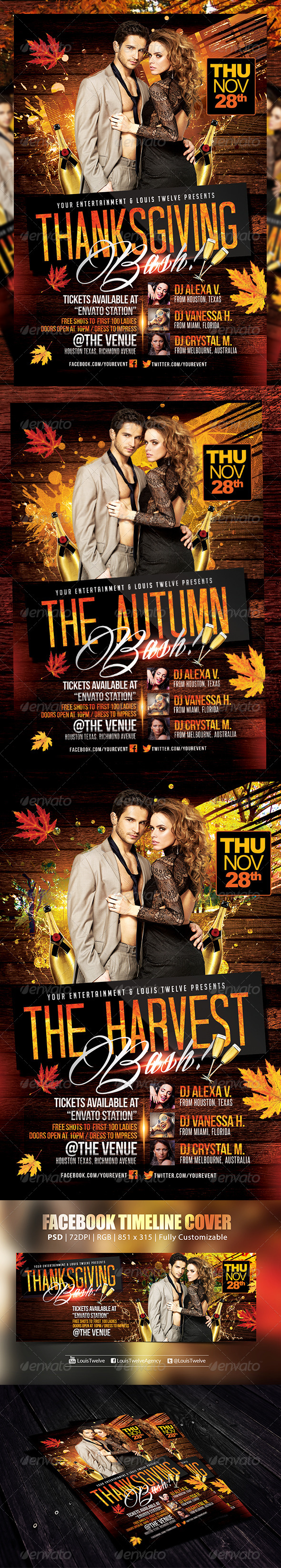Thanksgiving or Autumn Bash | Flyer + FB Cover