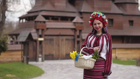 Ukrainian Woman in Traditional Ukrainian National Costume