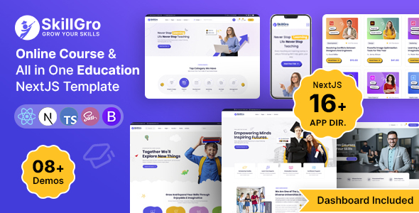 SkillGro - Online Courses & Education React NextJS Template