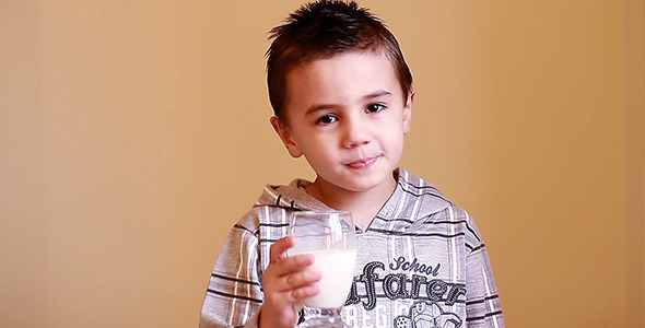 Little Boy Drinking Milk