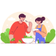 Couple Cooking Healthy Food Together in Kitchen - GraphicRiver Item for Sale