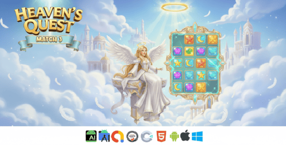 Heavens Quest-match3 (HTML5 Game + Construct 3)
