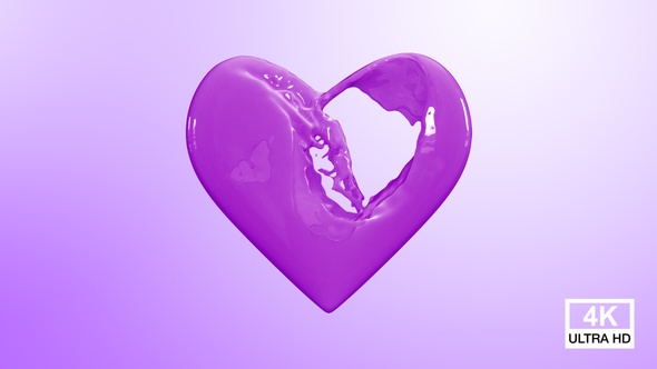 Heart Filling With Purple Paint 4K