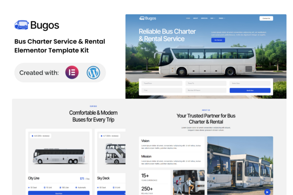 Bugos - Bus Charter Service & Rental Elementor Template Kit