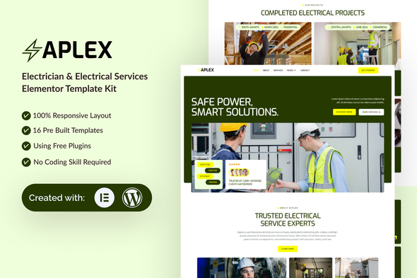 Zaplex - Electrician & Electrical Services Elementor Template Kit