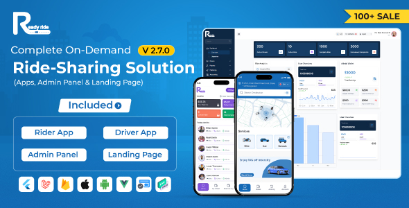 ReadyRide – Complete Ride Sharing Rider & Driver Mobile Apps with Web Admin Panel  | RiderShare App
