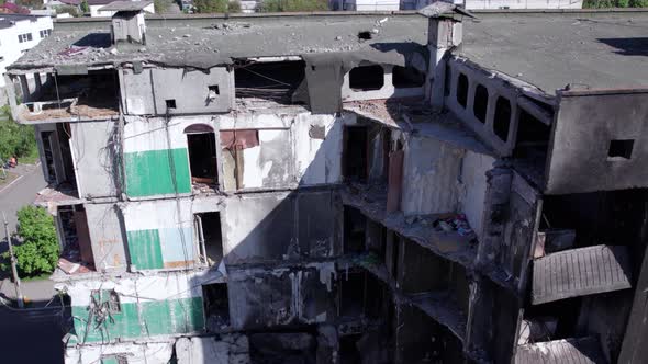 Borodyanka Ukraine  a Destroyed Building During the War Bucha District