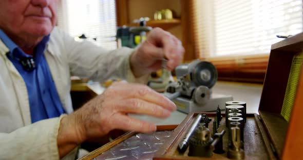 Horologist repairing a watch