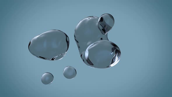 Realistic stream of water droplets of simple shape.