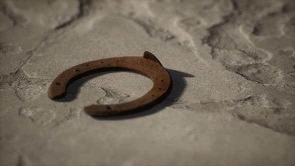 One Old Rusty Metal Horseshoe