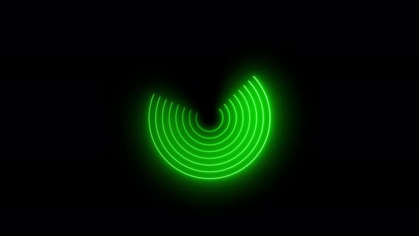 green neon circles abstract futuristic motion background.