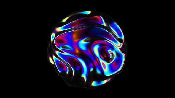 3D Abstract Iridescent Wavy Sphere Animation Loop