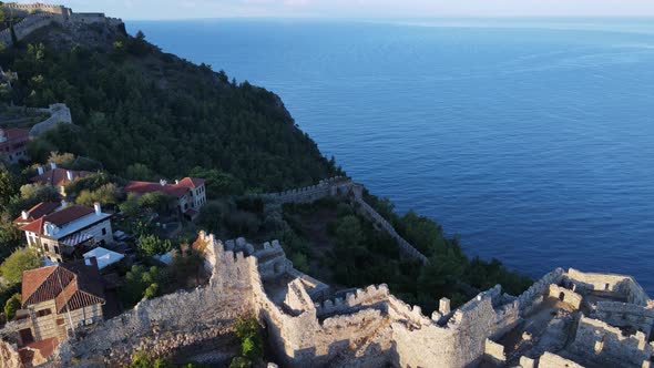 Alanya Castle - Alanya Kalesi Aerial View. Turkey