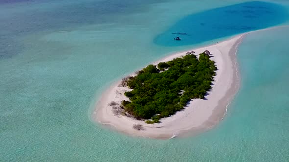 Aerial view seascape of bay beach by clear water and sand background