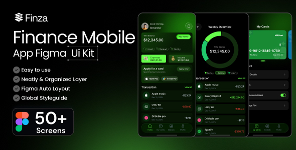 Finza- Finance Mobile App Figma Ui kit