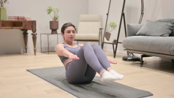 Indian Woman Doing Exercise on Yoga Mat at Home