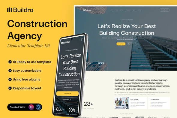 Buildra - Construction Agency Elementor Template Kit