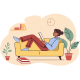 Woman Relaxing on Sofa Reading Book at Home - GraphicRiver Item for Sale