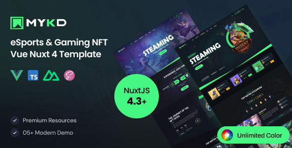 MYKD - eSports and Gaming NFT Vue Nuxt 4 Template