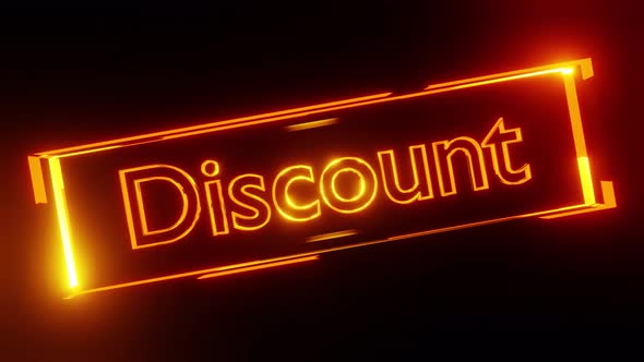 Discount Presentation Led Sign Board Text Orange Rotated Sign In Cube Background Vj Loop 4K