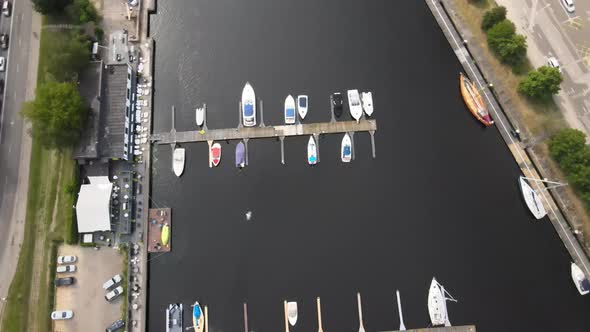 Yacht marina aerial view