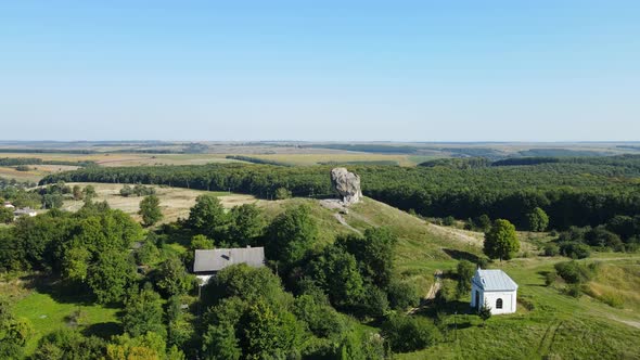 Aerial Shot Village Pidkamin. Ukraine