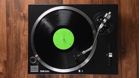 Classic Vinyl Player with Green Label