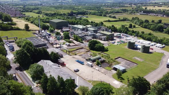 Drone ariel footage of a Chemical Plant in the United Kingdom