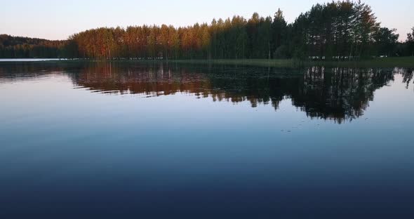 A revealing shot of an island during sunrise