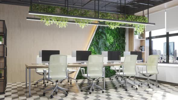 Interior Of Modern Green Office Space