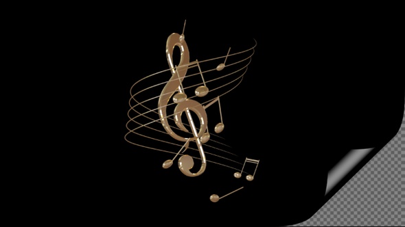 Treble clef and musical notes on a transparent alpha channel