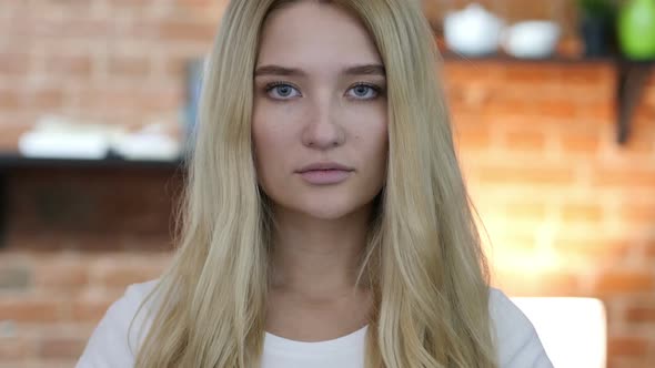 Portrait of Beautiful Girl, Looking in Camera