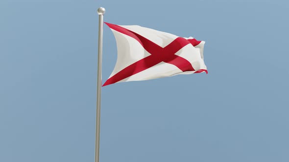 Alabama flag on flagpole.