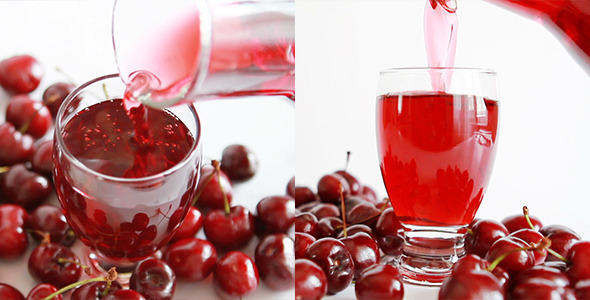 Pouring Cherry Juice into Glass 2 Packs