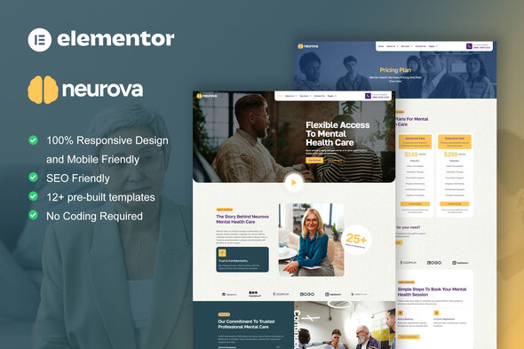 Neurova - Mental Health & Therapy Elementor Template Kit