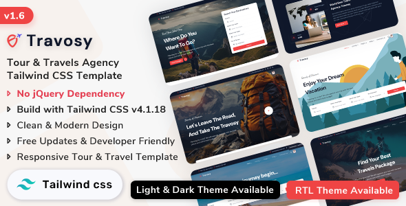 Travosy - Tailwind CSS Tour & Travel Agency HTML 5 Template
