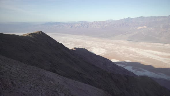 Pan right of mountains in Death Valley