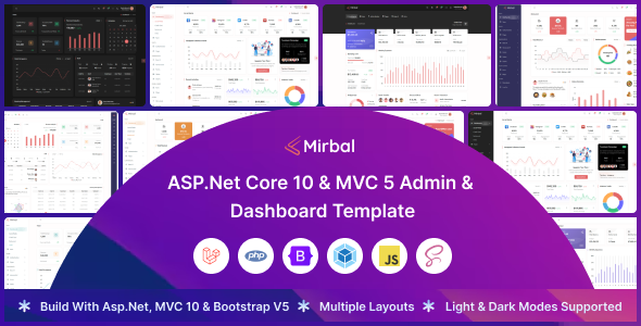 Mirbal - ASP.Net Core 10 & MVC 5 Admin & Dashboard Template