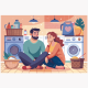Couple Sitting Together in Laundry Room - GraphicRiver Item for Sale