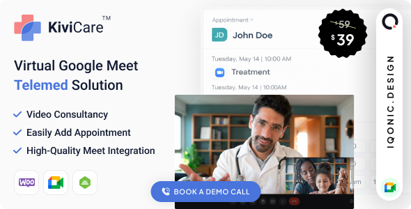 KiviCare WordPress Plugin Google Meet Telemed & WooCommerce Add-on